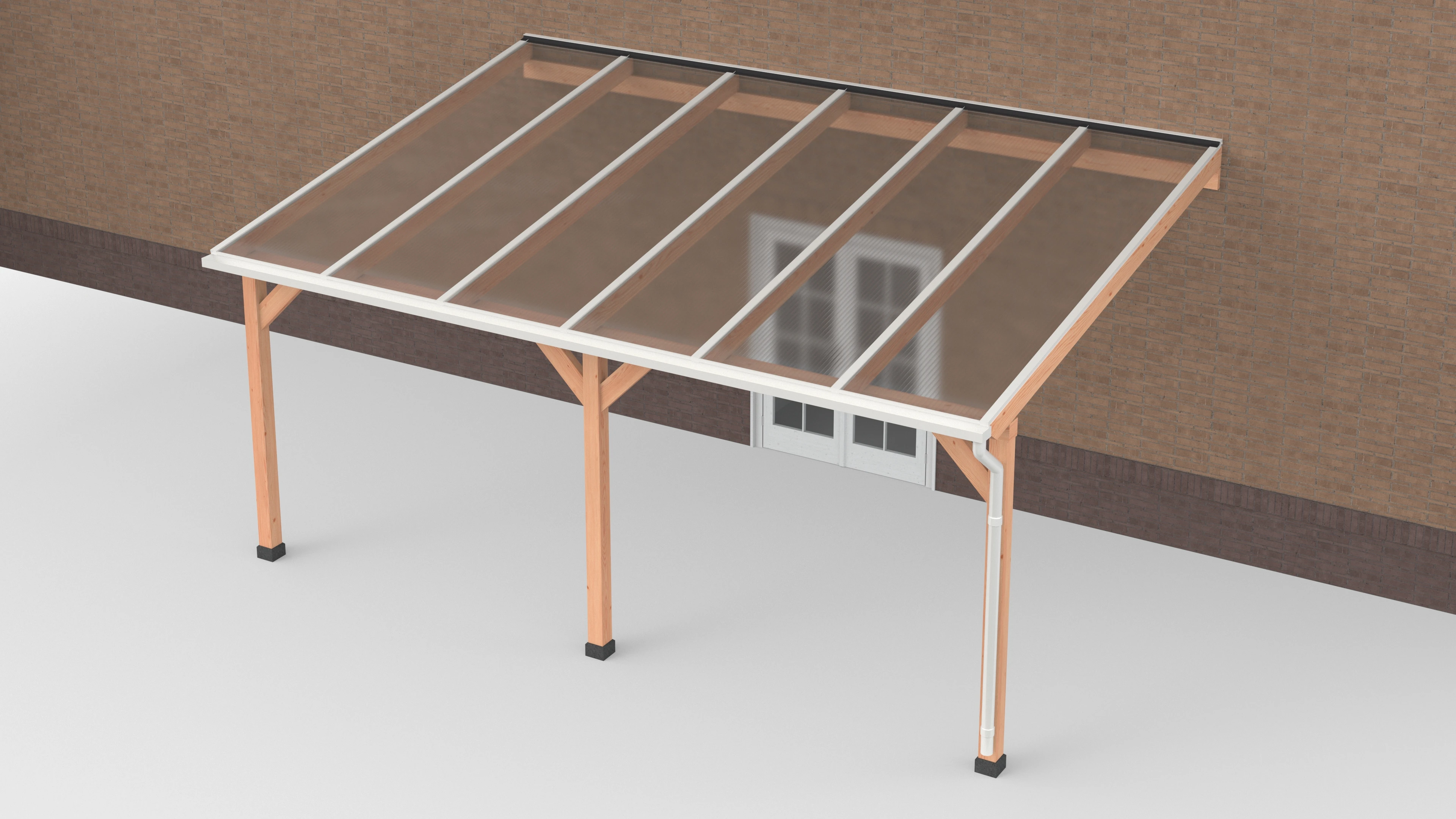 Douglas Terrasoverkapping Wit Polycarbonaat Helder Geschaafd 600 x 400 cm - Afbeelding 1